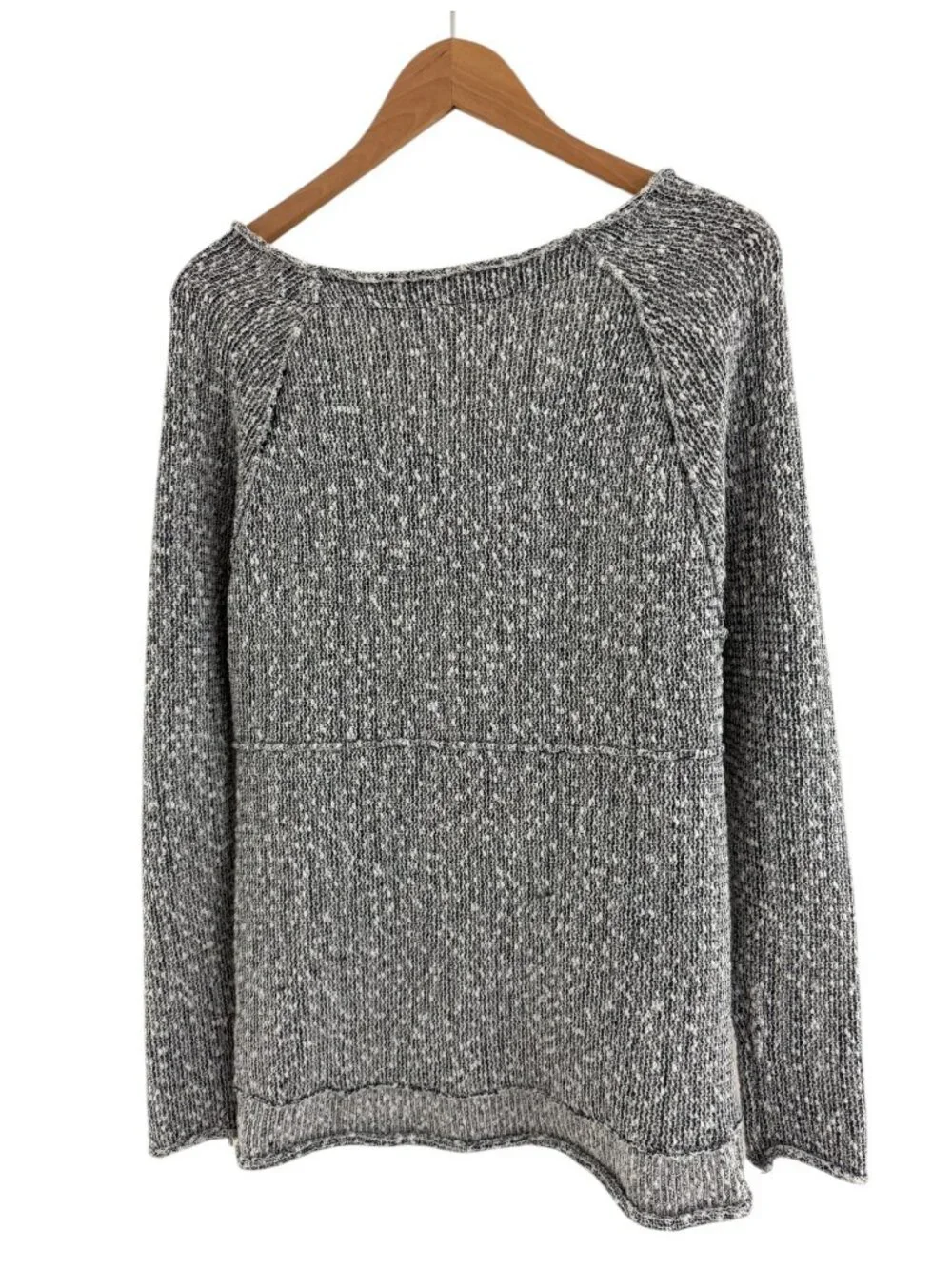 Free‎ People Bright Lights Dolman V-Neck Sweater Gray Marled Chunky Knit Size M